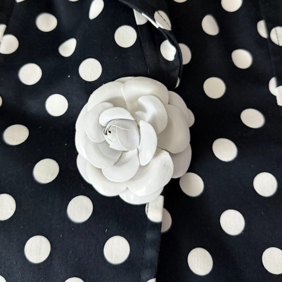 Anthracite Black & White Polka Dot Blazer - Snap Button Closure w/ a Flower - Picture 8 of 12
